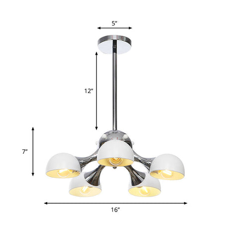 Modern Industrial Dome Hanging Light - 3/4/5 Heads Living Room Chandelier In Black/Chrome Finish