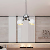 Modern Industrial Dome Hanging Light - 3/4/5 Heads Living Room Chandelier In Black/Chrome Finish