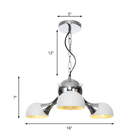 Modern Industrial Dome Hanging Light - 3/4/5 Heads Living Room Chandelier In Black/Chrome Finish