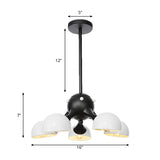 Modern Industrial Dome Hanging Light - 3/4/5 Heads Living Room Chandelier In Black/Chrome Finish