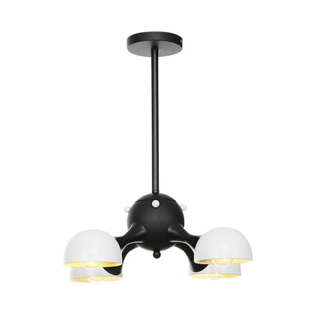 Modern Industrial Dome Hanging Light - 3/4/5 Heads Living Room Chandelier In Black/Chrome Finish