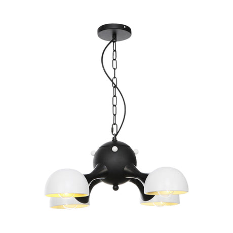 Modern Industrial Dome Hanging Light - 3/4/5 Heads Living Room Chandelier In Black/Chrome Finish