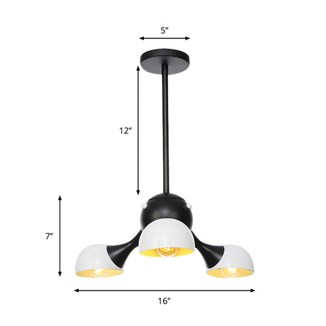 Modern Industrial Dome Hanging Light - 3/4/5 Heads Living Room Chandelier In Black/Chrome Finish