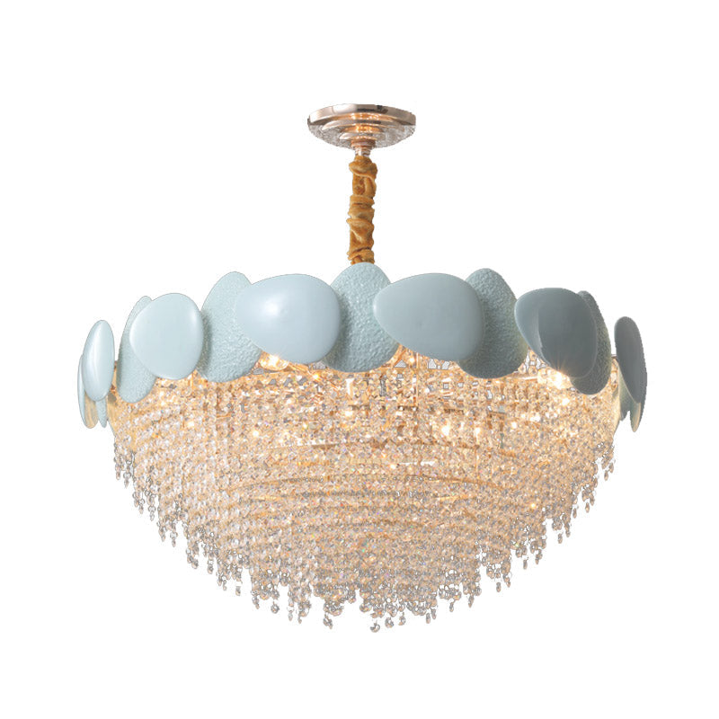 Sleek 9-Light Clear Crystal Chandelier Timeless Cascading Suspension Pendant