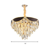 Modern Black Dining Room Pendant Chandelier With 6 Tapered Crystal Shades
