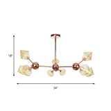 Diamond Farmhouse Chandelier Lamp - Amber/Clear Glass 3/9/12 Lights Hangs 13/27.5/34 Wide