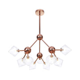 Diamond Farmhouse Chandelier Lamp - Amber/Clear Glass 3/9/12 Lights Hangs 13/27.5/34 Wide