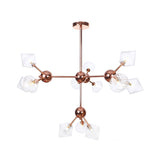 Diamond Farmhouse Chandelier Lamp - Amber/Clear Glass 3/9/12 Lights Hangs 13/27.5/34 Wide