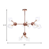 Diamond Farmhouse Chandelier Lamp - Amber/Clear Glass 3/9/12 Lights Hangs 13/27.5/34 Wide