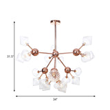 Diamond Farmhouse Chandelier Lamp - Amber/Clear Glass 3/9/12 Lights Hangs 13/27.5/34 Wide