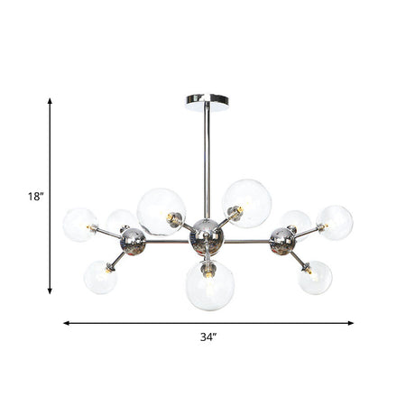 Industrial Style Hanging Chandelier Light With Amber/Clear/Smoke Gray Glass In 3/9/12 Lights -
