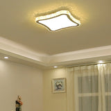 Modern Chrome Crystal Led Ceiling Fixture - Square Beveled Design Flush Mount Lighting (11/15/19.5