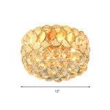 Contemporary Gold Ceiling Light With 3 Bulbs Crystal Ball Flush Mount For Bedroom