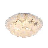 Contemporary Crystal Flower Ceiling Flushmount Light - 4 Lights Chrome Finish Perfect For Living