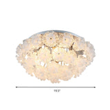 Contemporary Crystal Flower Ceiling Flushmount Light - 4 Lights Chrome Finish Perfect For Living