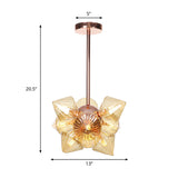 Stylish Farmhouse Diamond Chandelier: Amber/Clear Glass 9/12 Heads Copper/Gold Finish