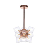 Stylish Farmhouse Diamond Chandelier: Amber/Clear Glass 9/12 Heads Copper/Gold Finish