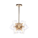 Stylish Farmhouse Diamond Chandelier: Amber/Clear Glass 9/12 Heads Copper/Gold Finish
