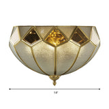 Vintage Brass Dome Flush Light Fixture With Clear Glass For Bedroom - 4-Light Ceiling Lamp