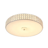 Minimalist Silver K9 Crystal Drum Flush Mount Led Ceiling Light - Perfect For Bedroom 12/16/19.5