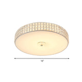 Minimalist Silver K9 Crystal Drum Flush Mount Led Ceiling Light - Perfect For Bedroom 12/16/19.5