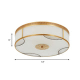 Chinese Style Drum Ceiling Light - 14/18/21.5 W 3/4/6-Light Matte White Glass Brass Flushmount