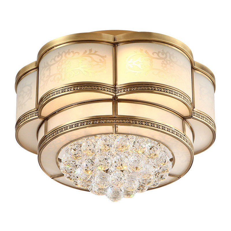 Modern Led Flush Mount Ceiling Light With Clear Crystal Flushmount Lamp For Living Room - Warm