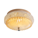 Sleek Crystal Beaded Led Flush Mount Ceiling Lamp - 14/18 Wide White/Warm Light