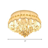 Simple Style White Scalloped Flush Mount Light With Crystal Drops (6/8 Heads)