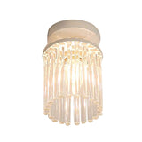 Modern Crystal Rod Ceiling Light Fixture - White Petal Flush Mount With 1/3/5 Lights