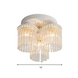 Modern Crystal Rod Ceiling Light Fixture - White Petal Flush Mount With 1/3/5 Lights