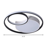 Modern Metal Circle Ceiling Light - 18/21.5 Wide Led Flush Lighting In Black And White Warm/White