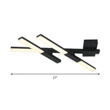 Modern Black Linear Ceiling Mount Led Flush Light Fixture - 27 Wide Natural Light/Remote Control