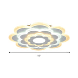 Contemporary White Flower Acrylic Led Flush Mount Ceiling Light - Outer Warm Inner 15/19.5 Wide