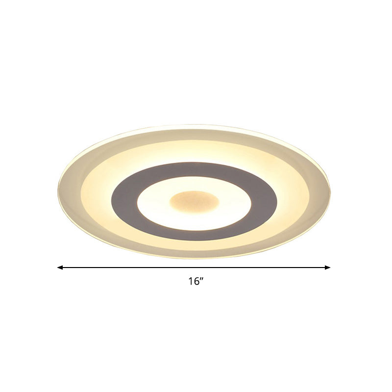 Simple Style White Led Ceiling Light - 16/19.5/23.5 Wide Flush Mount Disc Fixture With Dual Lighting