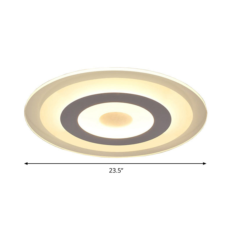 Simple Style White Led Ceiling Light - 16’/19.5’/23.5’ Wide Flush Mount Disc Fixture With