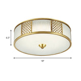 14’/18’ Wide 4-Light Colonial Drum Flush Mount Ceiling Light With Milky Glass Flushmount In