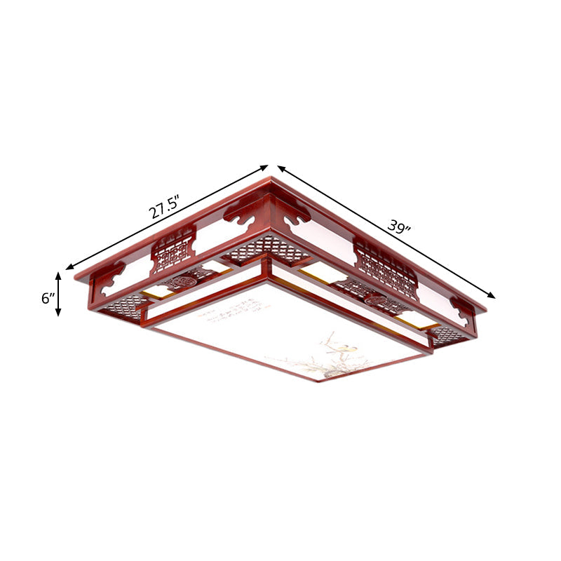 Dark Red Led Flush Mount Ceiling Lamp With Stylish Floral Design For Living Room