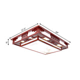 Dark Red Led Flush Mount Ceiling Lamp With Stylish Floral Design For Living Room