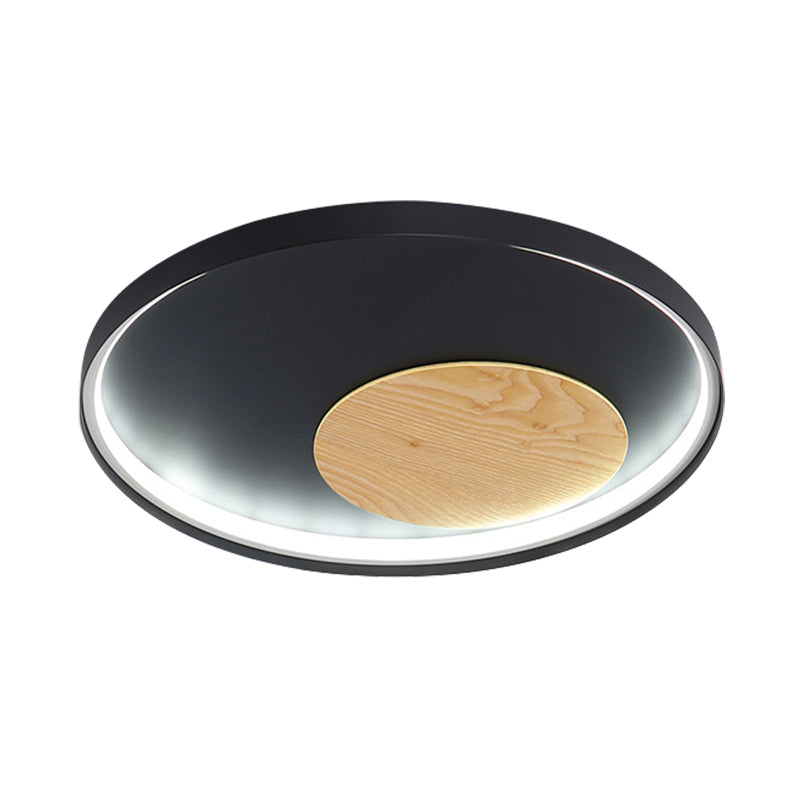 Modern Minimalist Disk Metal Ceiling Light Fixture - White/Black Led Flush Mount 12/16/19.5 Wide