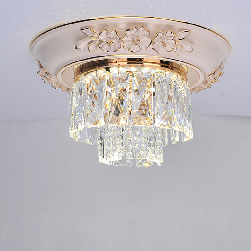 Minimalist Crystal Block Led Ceiling Fixture - Beige/Blue 12/14/18 Wide