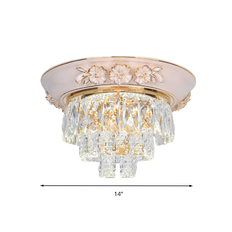 Minimalist Crystal Block Led Ceiling Fixture - Beige/Blue 12/14/18 Wide