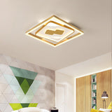 Contemporary Gold Rhombus Flush Mount Lamp – 16’/19.5’ Led Ceiling Lighting In Warm/White Light