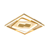 Contemporary Gold Rhombus Flush Mount Lamp 16/19.5 Led Ceiling Lighting In Warm/White Light