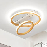 Modern Beige Led Wood Flush Mount Ceiling Light - 17/21/25 Wide Fixture