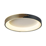 Modern Black Metal Drum Ceiling Light: Led Flush Mount For Bedroom - 12/18/23.5 Wide