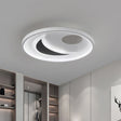 Minimalistic Geometric Acrylic Ceiling Mount Led Flush Light - Black & White-16.5’/20.5’ Wide