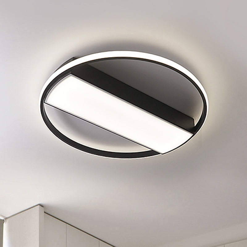 Modern Acrylic Led Ceiling Light For Stairway - Rectangle Flush Mount In Black Or White 16-24 Wide /