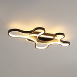 Black Curved Flush Mount Led Ceiling Lamp With Minimalist Acrylic Design - Warm/White Light / White