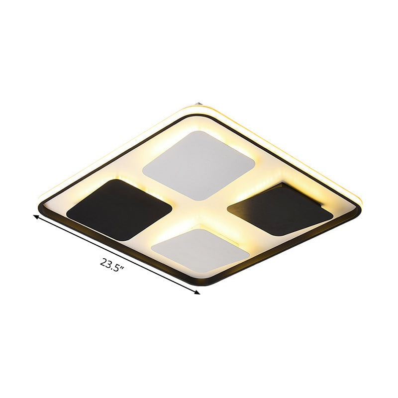 Modern Led Ceiling Light With Black & White Acrylic Shade - Warm/White